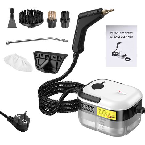 Nettoyeur vapeur portable 1200 W, chauffe rapide en 15 s, 105 °C (221 °F), appareil de nettoyage haute température avec réservoir d'eau de 1200 ml, 3 têtes de brosse, 1 pelle à poussière, grattoir à v (1/5)