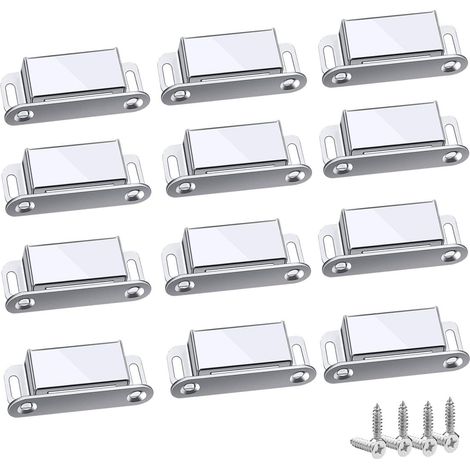 Chiusure magnetiche, 12 pezzi, resistenti e robuste, fino a 6 kg, per cassetti, porte doccia, armadi, mobili (45 mm - 12 pezzi)