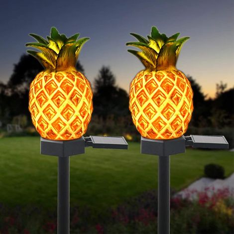 Lampes solaires d'extérieur en forme d'ananas pour sol, cour, pelouse ou jardin (2 pièces) (1/2)