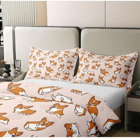 1 Parure de lit Housse de couette 200x200cm Coton Motif chien 2 taies d'oreiller Chambre enfant (1/4)
