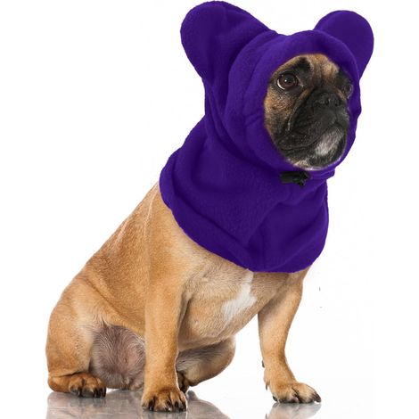 Chapeau Hiver pour Chien Chat Doux et Chaud Chapeaux pour Animaux Protection Contre le Bruit avec Oreilles Vêtements d'hiver pour Chiots Cagoule Chaude pour Temps Froid,M (Violet)