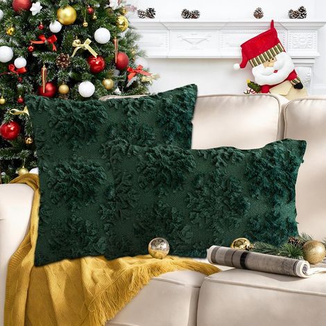 Christmas Cushion Cover Set of 2, Christmas Decorative Pillowcases Plush Sofa Cushion Covers for Sofa, Bedroom and Living Room Decoration (O-Style, 30X50cm) (1/5)