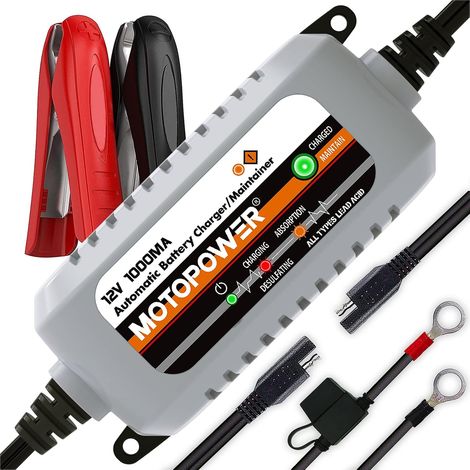 MOTOPOWER MP00205B Chargeur / Mainteneur de Batterie 12V 1000mA Entièrement Automatique (1/5)