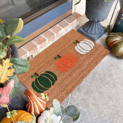 Offres du Cyber Monday 2024 : Tapis Viflosae citrouille d’Halloween, tapis de sol antidérapant pour porte, salle de bain, cuisine, compatible avec la décoration d’Halloween (1/5)