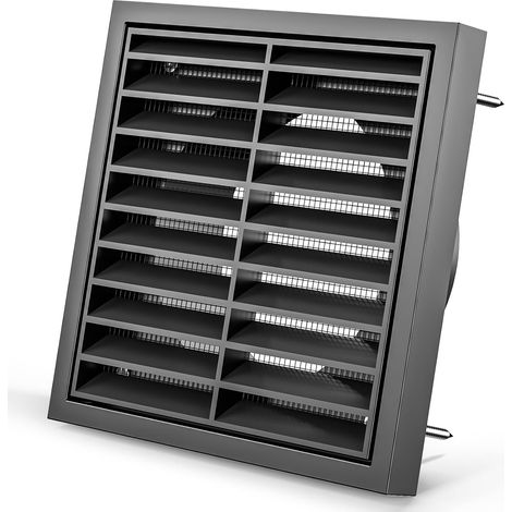 Grille de Ventilation Louvre Carrée 100 mm Noir, 140 mm x 140 mm avec Moustiquaire, pour HVAC, Sèche-Linge, Ventilateur d'Extraction, Salle de Bain, Cuisine, Garage, Murs Extérieurs (1/5)