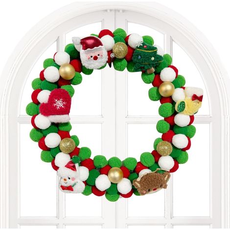 Couronne de vacances 34,8 cm en feutre pour décoration de fête de Noël, pour la maison, le salon, le jardin, la crèche, la fête, le festival d'hiver (1/5)