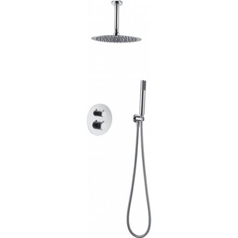 Conjunto para ducha termostática de diseño empotrado con un acabado cromado top Line de Imex (1/5)
