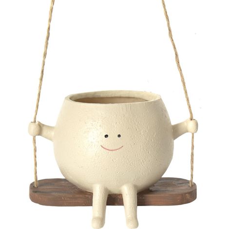 Pot de fleurs suspendu à motif de personnes souriantes, un nouveau produit transfrontalier créatif pour jardin ou rebord de fenêtre Décoration pour plantes en pot Pot de fleurs suspendu (1/5)
