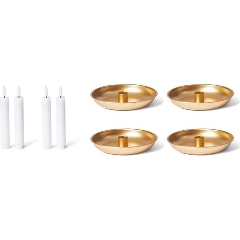 Ensemble 4 bougeoirs LED 15 cm doré sans flamme