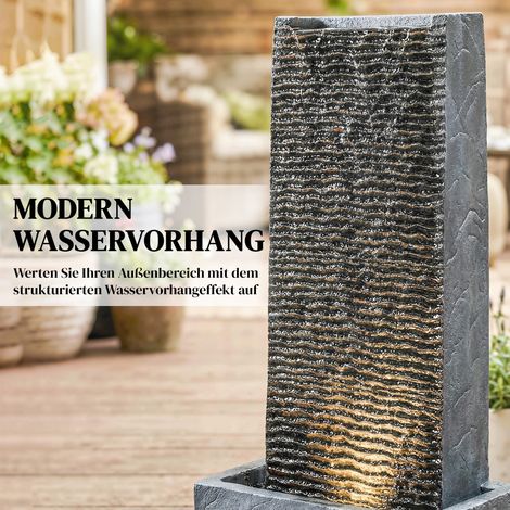 Fontaine d'extérieur 2 étages avec éclairage LED et pompe, effet pierre naturelle, 37,5 x 22 x 80 cm (1/4)