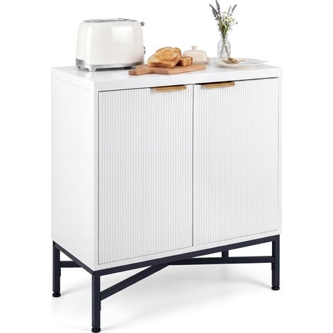 COSTWAY Credenza da Cucina Moderno, con Ripiano Regolabile (Bianco) (1/5)