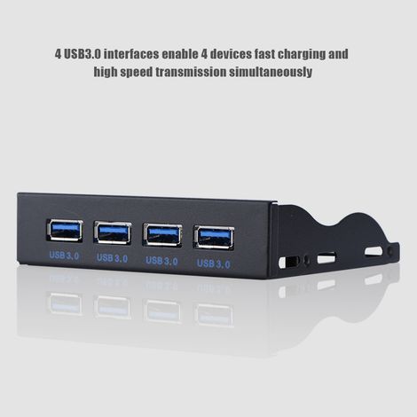 Panneau avant pour lecteur de disquettes USB 3.0, baie pour lecteur de disquettes 3,5 pouces, interface 19 broches vers 4 ports USB 3.0 (1/5)