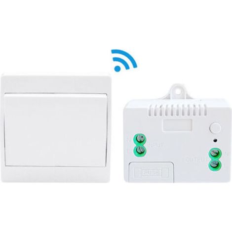 Kit d’interrupteur sans fil et récepteur 110–220 V – Interrupteur économique, télécommande pour éclairage (1 interrupteur + 1 récepteur)