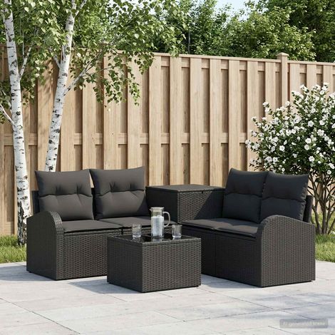 vidaXL Set di divani 6 pz Nero Rattan sintetico e Acciaio (1/5)