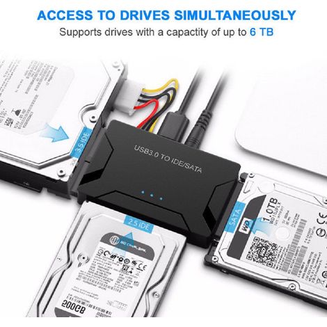 1 Adaptateur USB 3.0, Convertisseur SATA IDE, Disque dur 2,5 3,5 pouces, Support 4 To, Windows Mac Linux (1/5)