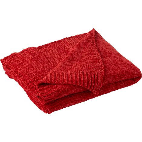 Plaid Uni Chenille "Bradly" 130x170cm Rouge