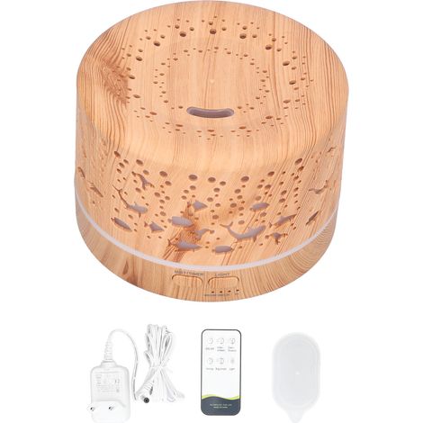 Diffuseur d'huiles essentielles 700ml en bois grain, avec haut-parleur Bluetooth, télécommande et veilleuse, prise UE 100-240V pour maison.