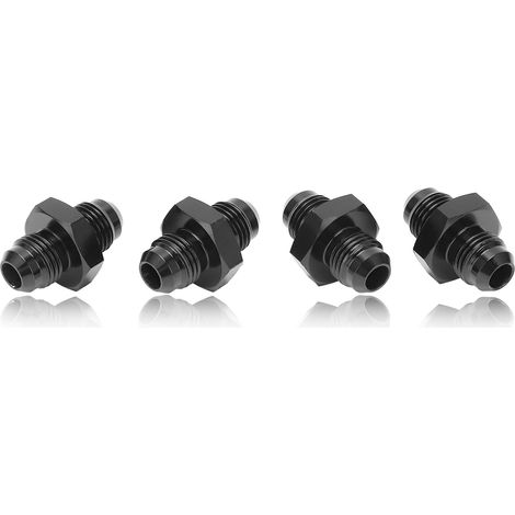 EBTOOLS 4PCS AN6 auf AN6 Außengewinde Gerader Adapter Außengewinde Schwarz eloxiertes Aluminium Gerader Kraftstoffleitungsadapter für 6AN Außengewinde auf AN6 Bördelkupplung.