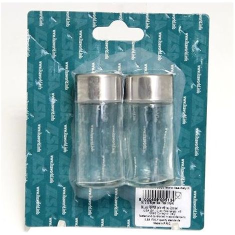 Set 2 Sale e pepe in vetro con tappo in acciaio inox