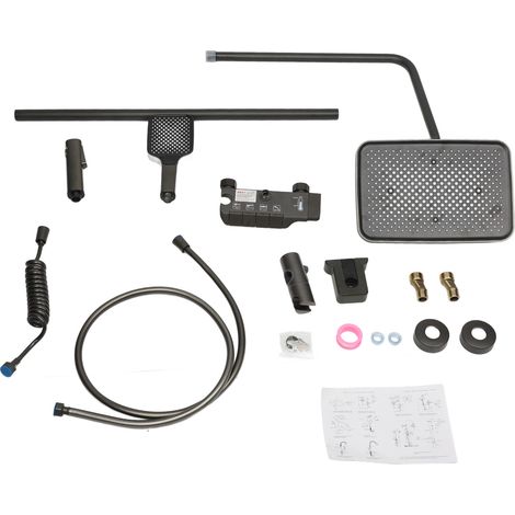 GARRYFIZH Kit douche rainfal – Pommeau + flexible + fixations murales – Système complet salle de bain (1/5)
