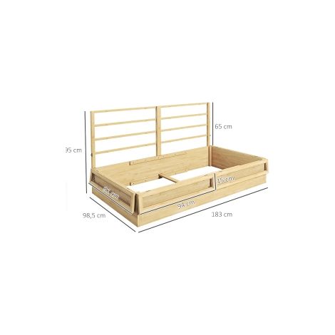 Bac potager surélevé naturel en bois 183 x 98,5 x 95 cm avec treillis pour jardin, balcon et terrasse (1/5)