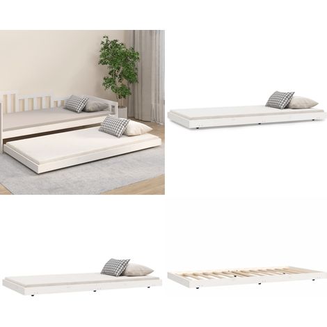 Massivholzbett ohne Matratze Weiß 80x200 cm Kiefernholz - Holzbett - Kiefernholzbett - Weißes Bett - Singlebett - Gästebett - Home & Living (1/5)