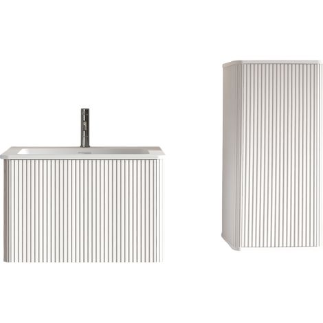 GagaMeuble salle de bain 60 cm avec vasque et colonne, blanc (1/5)