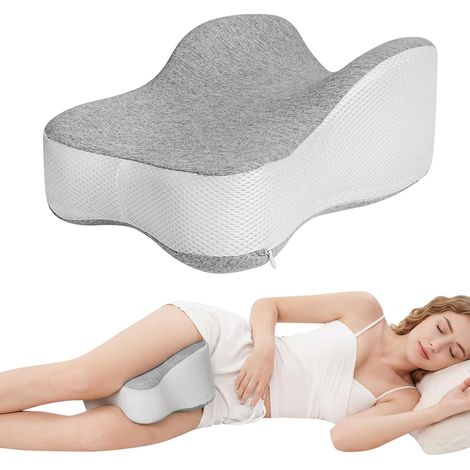 Knee Pillow for Side Sleepers, Ergonomic Orthopaedic Knee Pillow with Removable, Washable Cover, Improves Sleeping Posture for Back, Hip, Joint and Sciatica Pain Relief