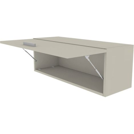 Libreria pensile moderna con anta a ribalta, L 90 cm - Montaggio rapido - Ecru cappuccino