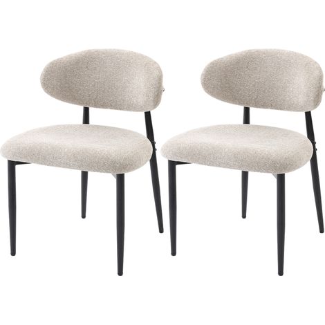 Chaises salle à manger rembourrées beige pieds acier 45x50x85cm