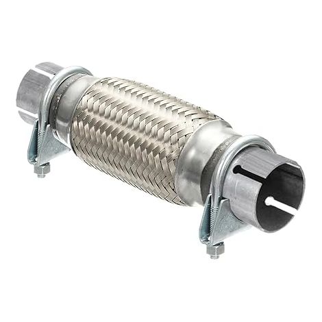 Flexible Car Exhaust Pipe with Clamps 55mm x 150mm/250mm Flex Double Braided Hose Repair Stainless Steel Seal (1/5)