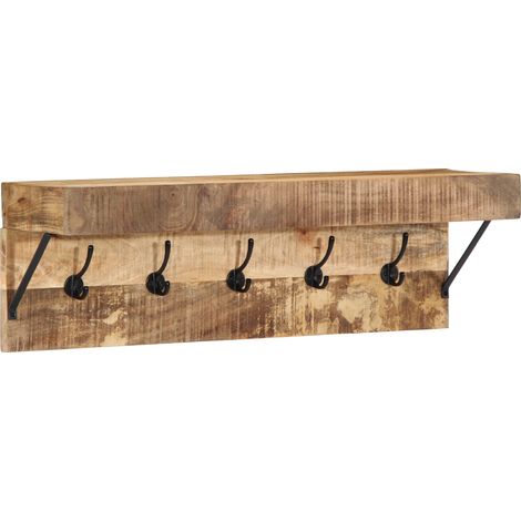 vidaXL Coat Rack Wall-mounted Brown 73 x 19 x 23 cm Solid Mango wood