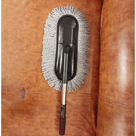 Lot de 2 balais à poussière en microfibre pour voiture, intérieur et extérieur, 40 cm (15,7 pouces), avec manche rétractable pour capturer la poussière et le pollen. Convient pour voiture, moto, campi (1/5)