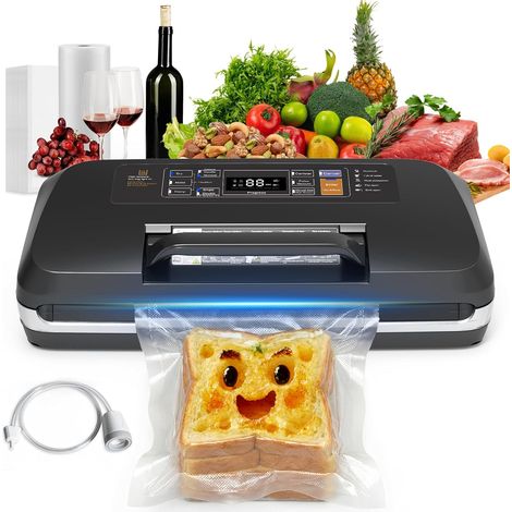 Machine à Emballer sous Vide 95 kPa pour Aliments, 12 en 1 avec Double Scellage à Chaud, Double Soudure, Cutter Intégré et Stockage de Sacs, Bac d'Égouttement (1/5)