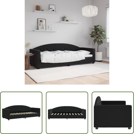 Canapé-lit - Lit de repos sans matelas noir 80x200 cm velours (1/5)