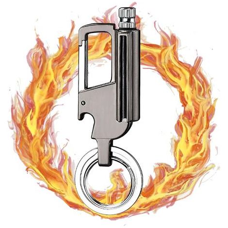 Allumettes Permanentes en Métal,étanches, Silex Allume feu Ouvre-Bouteille Porte-clés de Voiture Briquet Remplissable au Kérosène de Plein air Matériel de Sauvetage d'urgence (1/5)