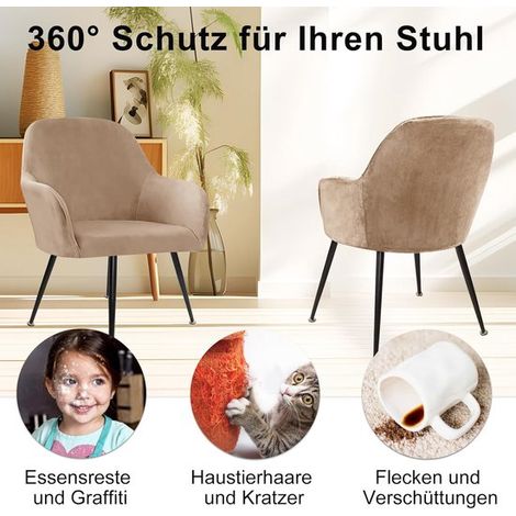 Stuhlhussen aus Stretch-Samt Universelle Stuhlhussen mit Armlehnen Abnehmbar und waschbar Für Küche Esszimmer und Partys Kamel 1-teiliges Set (1/5)