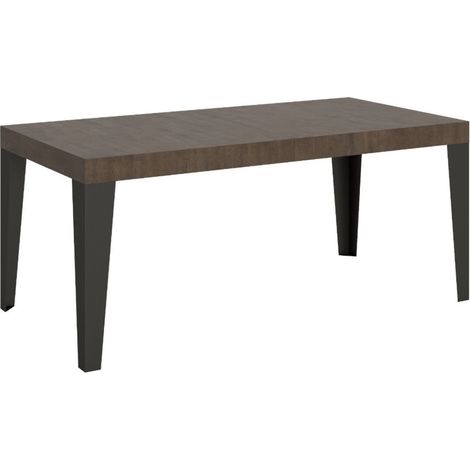 Table rectangulaire 130cm noyer et pieds métal anthracite Flavio 6 places (1/4)