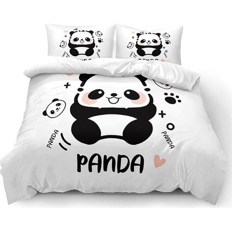 Housse de Couette Enfant 140x200 Panda - Parure de Lit 1 Pers. Microfibre Douce et Confortable pour Garçon Fille (1/5)