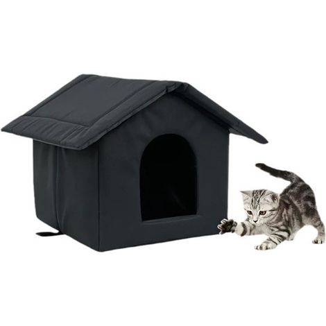 Cuccia per gatti randagi, calda casetta per gatti da esterno 35 x 30 x 35 cm. Casetta invernale per gatti da esterno, idrorepellente e isolante per gatti randagi. (1/5)