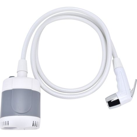 Ensemble de douche portable pour camping et randonnée, avec pompe et pulvérisateur portatif, chargement USB (gris/blanc) (1/5)