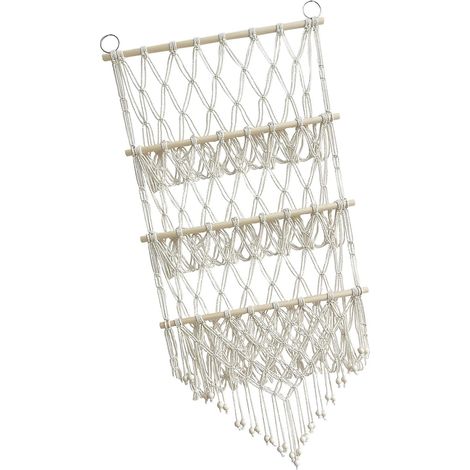 Hamac Rangement Peluche Filet Tissu Bohème Tressé Main Durable Déco Chambre Enfant Poupées Jouets Organisateur Suspendu Murale (1/5)