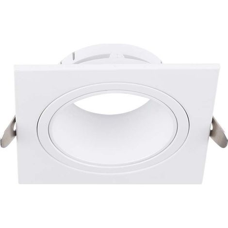 Portalámparas LED empotrable cuadrado V-TAC GU10 en policarbonato y hierro, color blanco