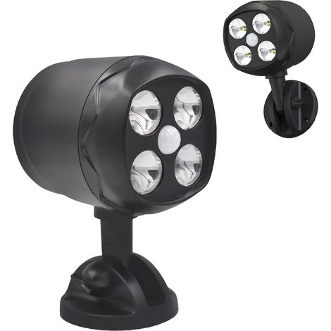 Projecteur LED avec Détecteur de Mouvement Extérieur - 800 Lumen - Alimenté par Piles - Étanche IP65 - Têtes Réglables 360° - Pour Porche, Escalier, Garage, Abri - 1 Pièce (1/5)