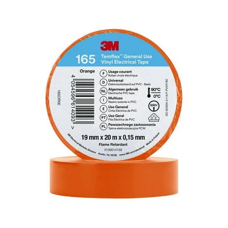 Nastro Isolante Temflex 165 PVC 19mm x 20m 3M 7100184800 Arancione