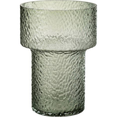 Vase en verre vert texturé - vert transparent (1/3)