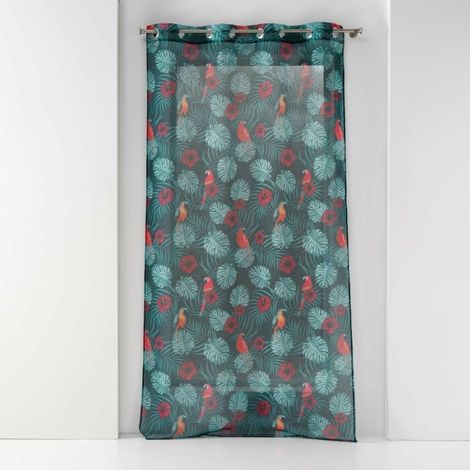 Voilage a oeillets 140 x 240 cm voile sablé Caracas Bleu (1/3)