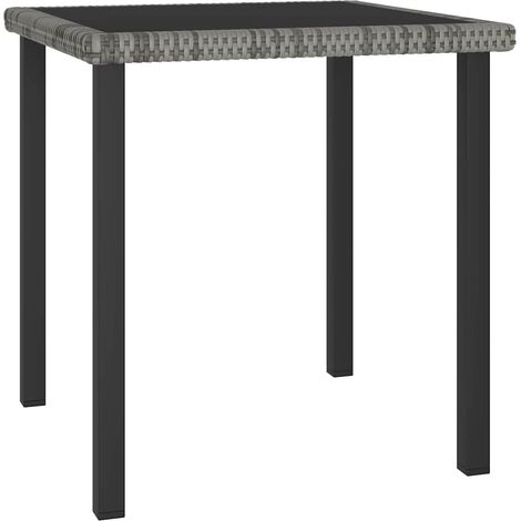 vidaXL Table à dîner de jardin Gris 70x70x73 cm Résine tressée (1/4)