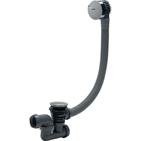 Wirquin – Vidage baignoire complet à câble L700 mm – Siphon orientable Ø40 – Garde d'eau 50 mm – Finition ABS chromé et inox