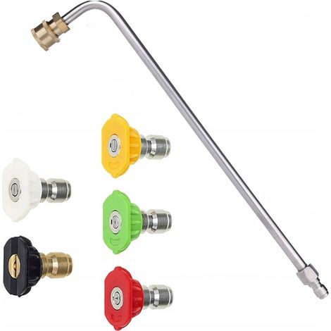Set di Ugelli per Idropulitrice con Lancia 1/4" 34cm – 5 Angoli di Spruzzo (0°, 15°, 25°, 40°, 60°)  Max 250 Bar, 60°C  Compatibile con Rosfix, Lavor